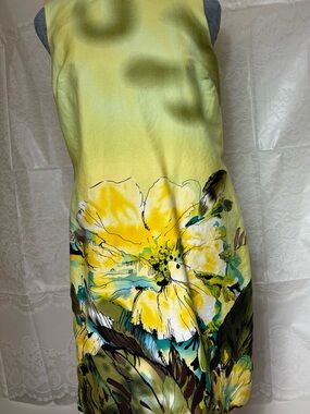Emma & Michele Yellow Floral Print Sleeveless Midi Dress
